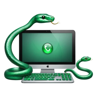 Silver Computer with green emerald snake sticker