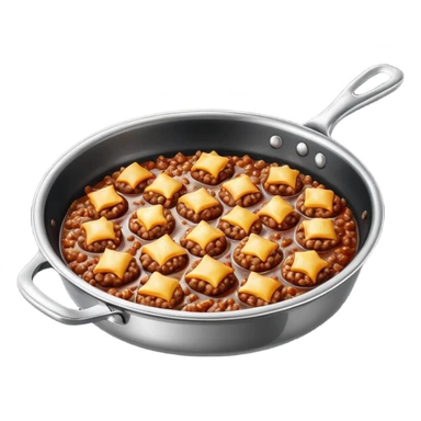 fried minced meat dish object icon, cooked minced meat in a pan, slightly crispy texture, glossy oil shine, 3D cartoon, mobile game icon style, centered, clean background, soft shadow, no text, no watermark
  sticker