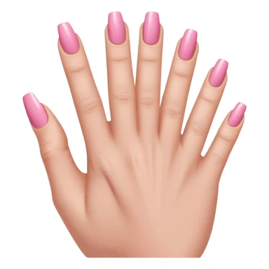  pink close-up of a hand with beautifully manicured nails, glossy pink nail polish, elegant nail shape, soft lighting and shadows, realistic style, sticker