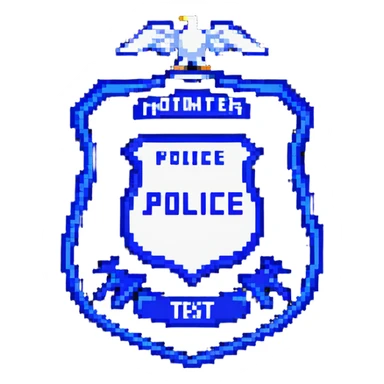 Blue and white police-style badge with MODERATOR text sticker