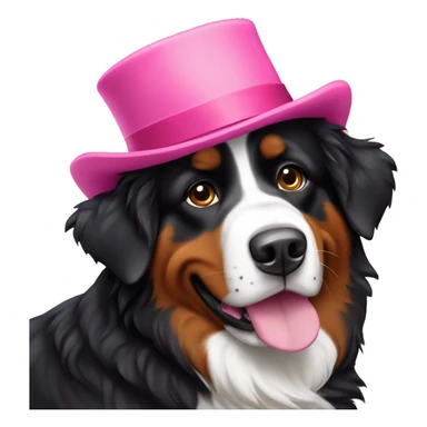 Bernese mountain dog with a pink hat  sticker