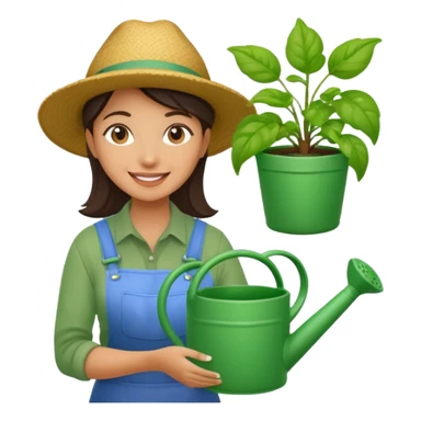 woman gardener with watering pot sticker