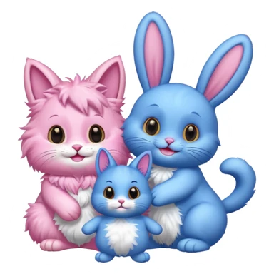 pink cat and blue bunny having a laugh sticker
