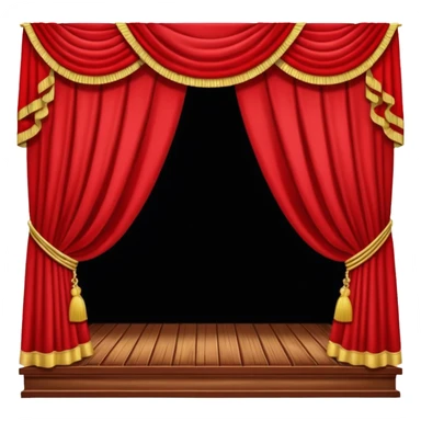 theater, red curtains , wooden stage sticker