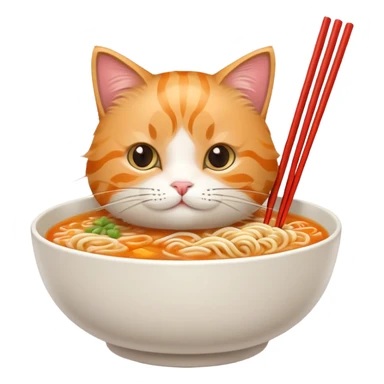 Cat in a ramen bowl sticker