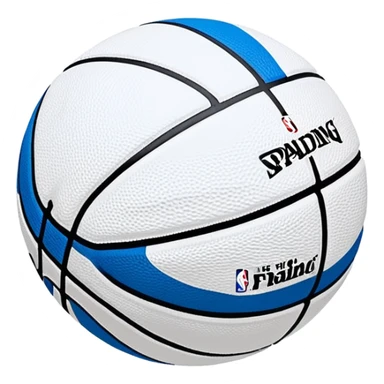 minimalist blue Spalding basketball with simple NBA logo, few colorful lines, clean design sticker