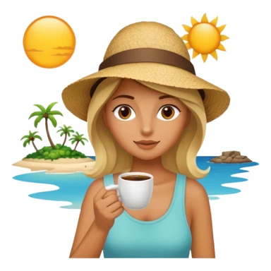 Girl on an island drinking coffee sticker