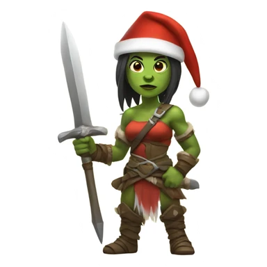 orc female warrior with santa hat sticker