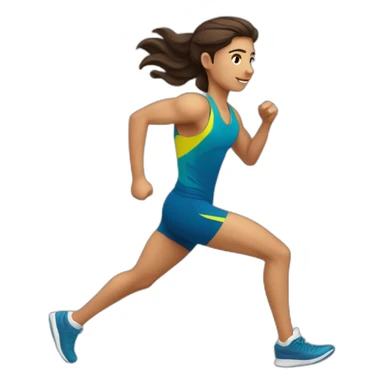 Athlete brune cheveux long en train de courir sticker