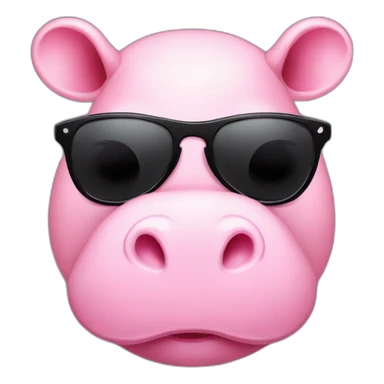 cute pink hippo wearing black shades sticker