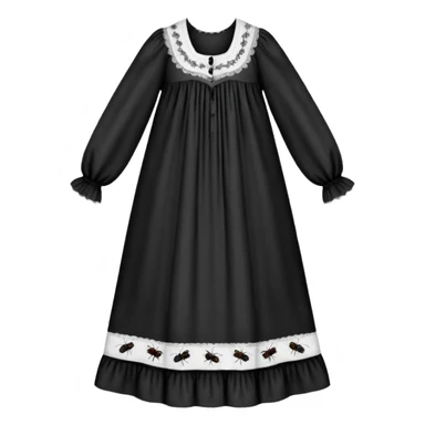 White victorian nightgown with black bug pattern sticker