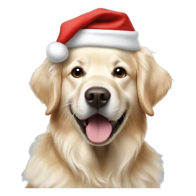English cream golden retriever with Santa hat sticker