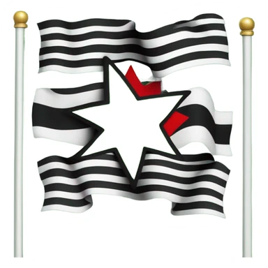 A flag with three horizontal stripes: green on the top, white in the middle, and black on the bottom. In the center of the white stripe, there are three red five-pointed stars arranged in a row. The distance between the left and right stars and the central star is equal to the distance between the flag’s shorter edges. sticker