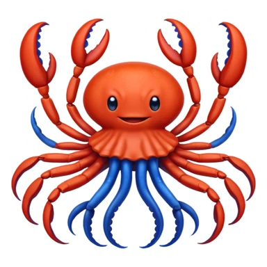 a red crab with two claws and a blue octopus are friends sticker