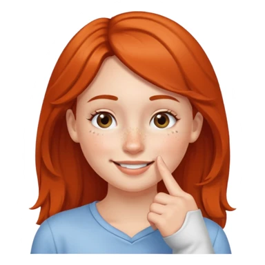 put a finger on the nose but In a cute way, bye a girl sticker