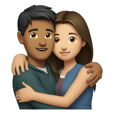 Young Filipino man young brunette woman hug sticker