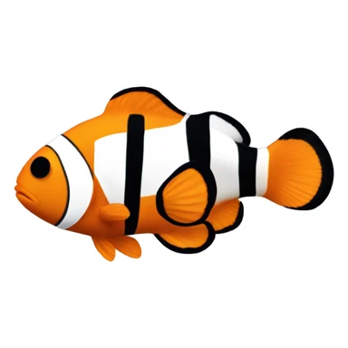 a little clownfish has an orange body and three vertical black and white stripes. sticker