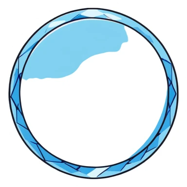 A round cut light blue celestite gem with multiple facets, sparkling and shimmering light blue crystal sticker