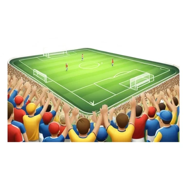 An icon featuring a large stadium with a football match in progress, players in action on the field, and a cheering crowd in the stands. Bright floodlights illuminate the pitch, creating an intense atmosphere of competition. The transparent background highlights the thrill of live sports events. sticker