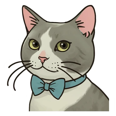 Cat wearing bow sticker