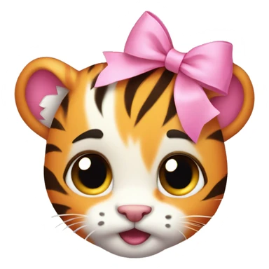 Cute tiny Baby tiger with pink bow on its head  sticker