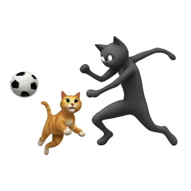 cat playing football and kicking ball to a stickman sticker