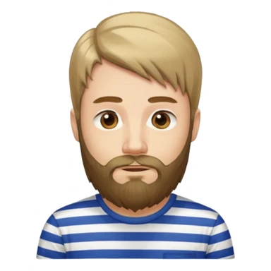 man with long hair and beard wearing vertical striped t-shirt sticker