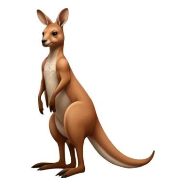 Full-body Australian Kangaroo – Cinematic-realistic Australian kangaroo, standing tall with powerful hind legs and a muscular tail for balance. Its reddish-brown fur glows under the golden sunlight, ears perked and eyes alert. The rugged outback stretches behind it, with dry grass and scattered eucalyptus trees completing the iconic scene. sticker