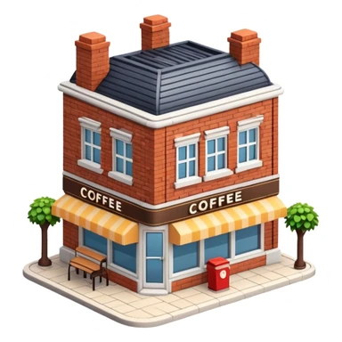 generate realistic detailed coffee shop building in 3d style sticker