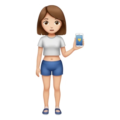 Girl with brown medium length hair with tummy ache full body  sticker