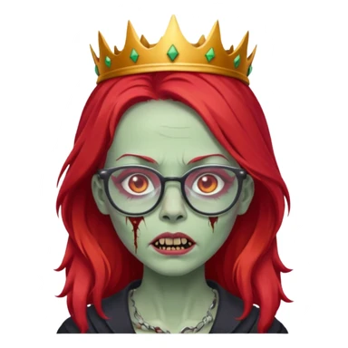crowned woman zombie with glasses and red hair  sticker