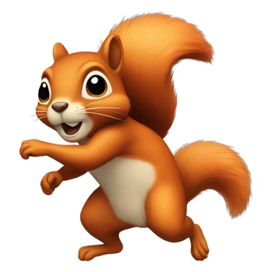 facing, jumping female squirrel, orange burnt with big tail
 sticker