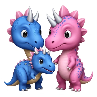 2 Dino one Triceratops cute pink kawei in love with one Blue t-Rex  one should be an triceratops  sticker