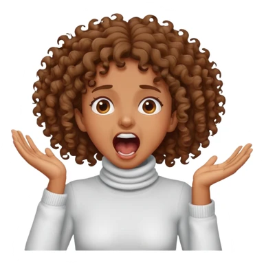 Brown curly Girl grabing her neck screaming  sticker