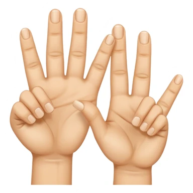 Fais-moi demain coller les unes à côté des autres. La première main gauche le pouce, l’index, majeur sont levé alors que l’annulaire et auriculaire sont repliés. Reproduit la même chose pour la main droite. sticker