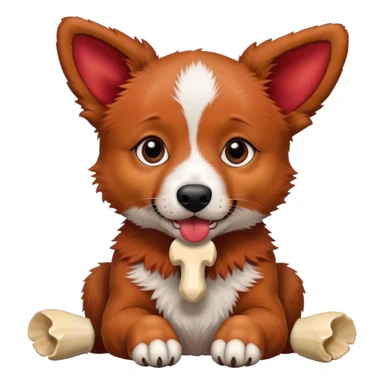 Red heeler puppy with bone in mouth sticker