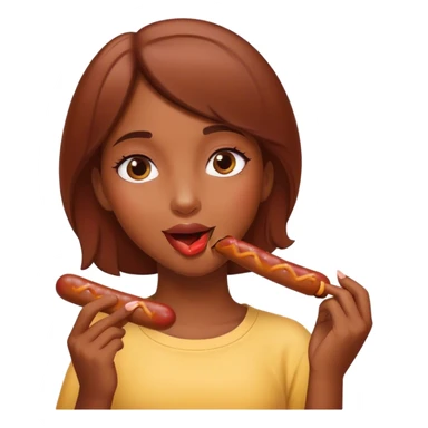 Girl eating sausage sticker