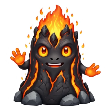 a mystical fast lava creature without arms with molten lava on its head and some rocky shoulders sticker