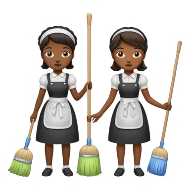two ugly maids are holding the mop sticker
