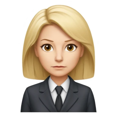 serious business woman in her forties in full suit mousey blond hair sticker