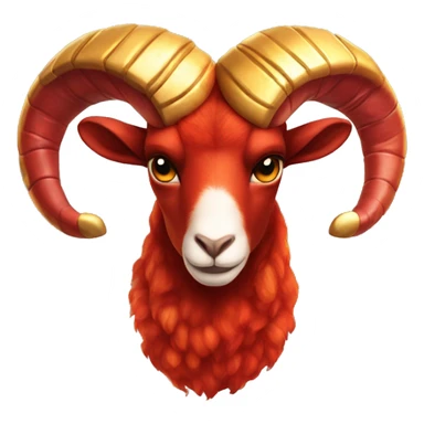 Realistic fire red ram fire flaming red hot fire fur gold horns Aries sticker