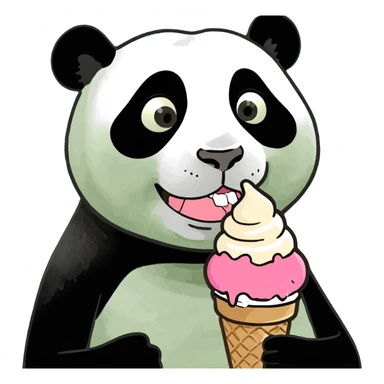Panda eating ice cream sticker