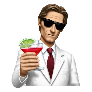 Patrick Bateman from american psycho holding a margarita glass sticker