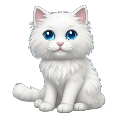 White fluffy cat with blue eyes darker under the eyes rag doll sticker
