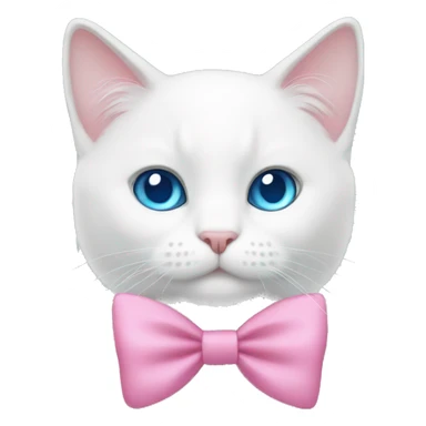 white cat with a pink bow and blue eyes sticker