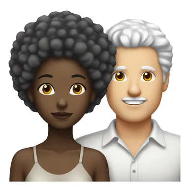 Black girl with Afro and white guy with gray hair couple  sticker
