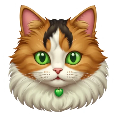 tricolor fluffy cat with green eyes sticker