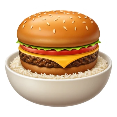 I want a hamburger patty on a bowl of rice sticker