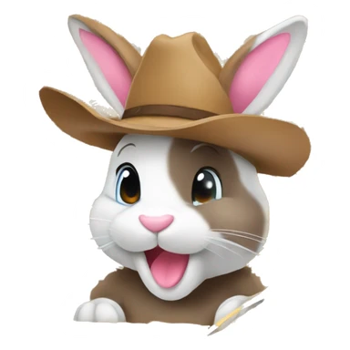 bunny in love with cowboy hay sticker