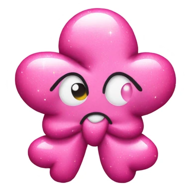 pink sparkle poop emoji with bow sticker